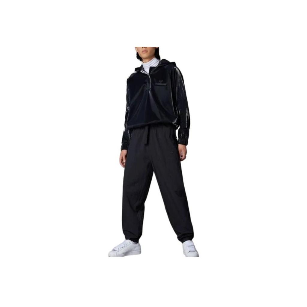 Adidas Originals Trefoil Blue Version Solid Color Drawstring Casual Pants Men Bottoms Black HM6496