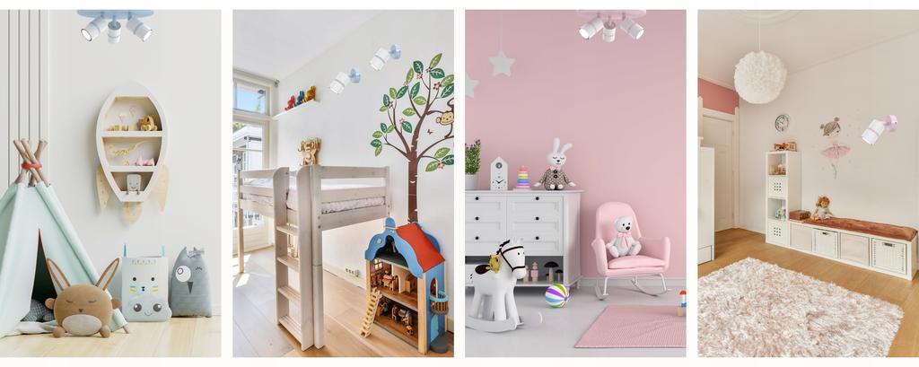 Dziecięca lampa plafon regulowany spot led gu10 złoty różwy dla dziewczynki