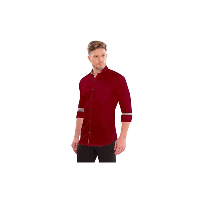 LookMark Men' Cotton Blend Stitched Solid Full Sleeve Shirt(Shirt 02M)