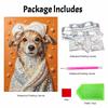 Handmade Framed Pearl Painting Set with Cute Elegant Puppy Wearing Towel Design 5D Shiny Bead Art Canvas Creative Craft for Room Decor