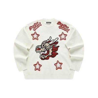 Fila Fusion Dragon Year CNY Series Dragon Pattern Crew Neck Pullover Sweater Unisex Sweater Cloud-White T11U412402F-WT