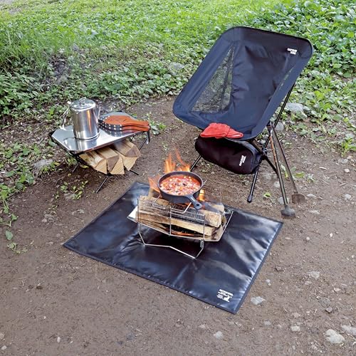 Captain Stag (CAPTAIN STAG) Fire Pit Sheet, Fire Mat, 80 x 60 cm, Insulated, Heat Resistant up to 700°C, Fiberglass, Black, UG-3316