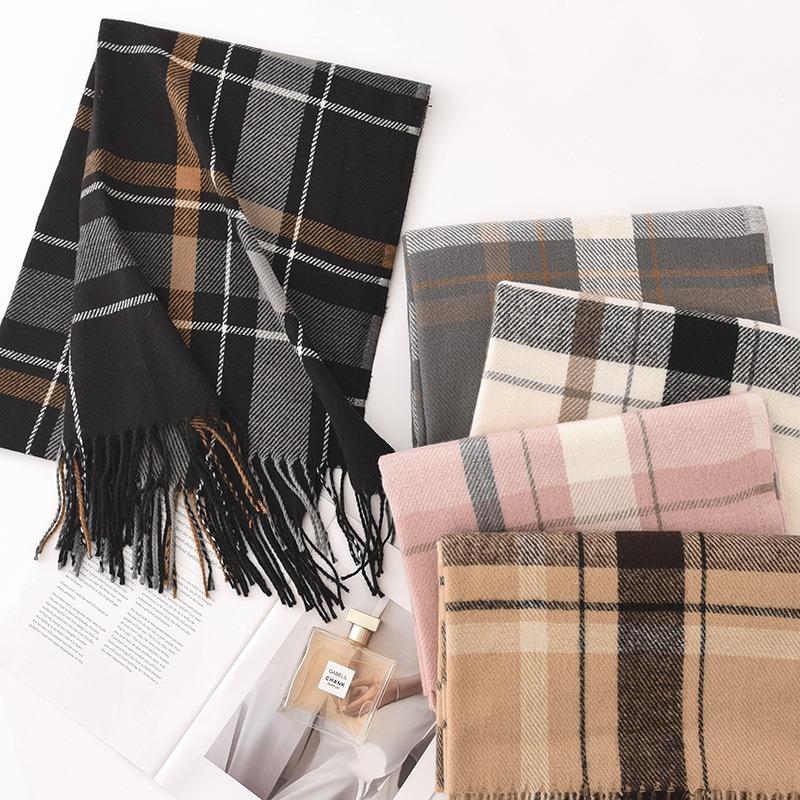 Plaid Scarf Women's Winter High-end Sense New Autumn and Winter Thickened Versatile Atmosphere Warm Scarf