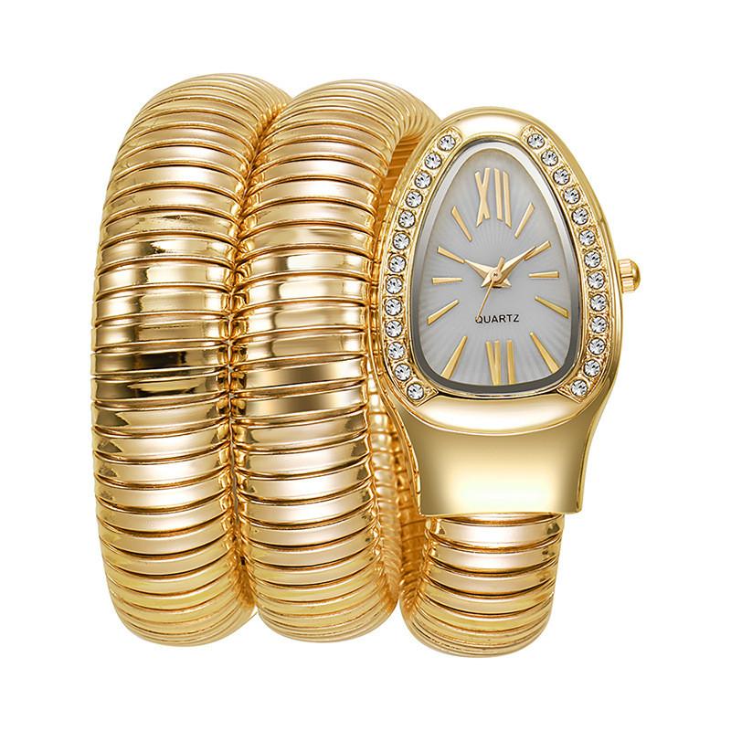 Zhejiang Crafted Snake Shaped Quartz Watch With Elliptical Dial For Trendy Women