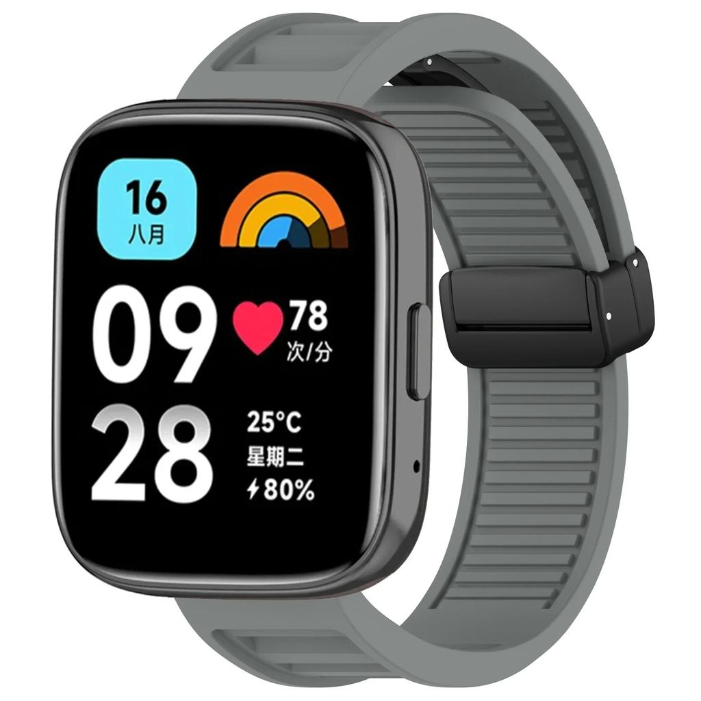 22mm Silicone Magnetic Buckle Band for Redmi Watch 3 Active/Lite Smartwatch Replacement Band for Xiaomi Redmi Watch 3 Lite Strap