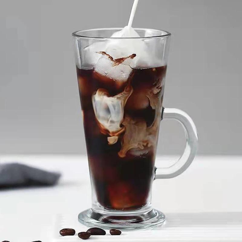 280ml 2pcs Set Iced Coffee Latte Cups Juice Milk Tea Milkshake Beverage Cups Creative Cocktail Glass with Handle Drinkware Cafe