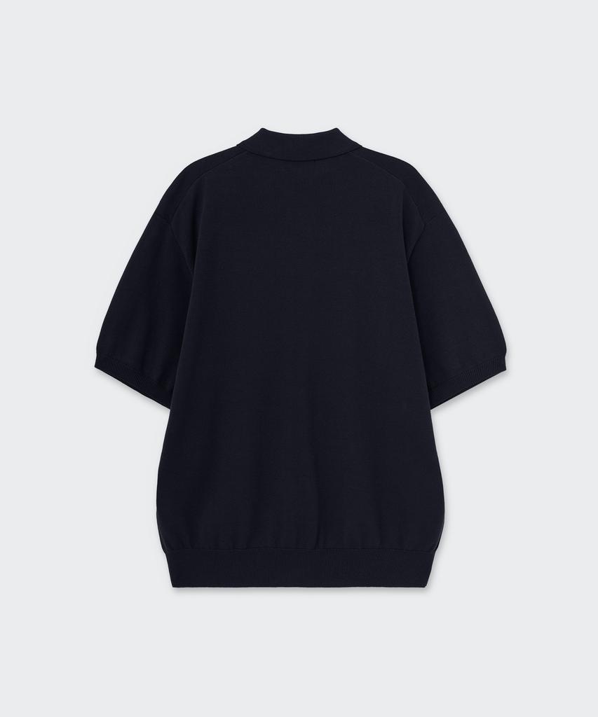 Musinsa Standard Washable Supima Cotton Collared Short Sleeve Cardigan [Navy]