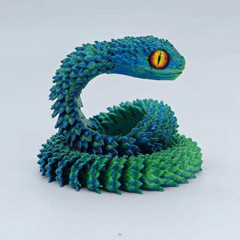 European-Style 3D Printed Multi-Color Movable Snake Ornament - Creative Art Figure Gift