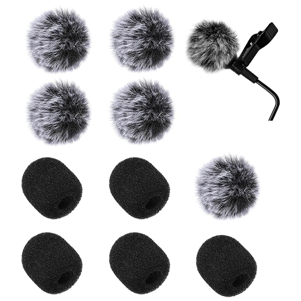 Pin Microphone Wind Fur Sponge Cover pieces Hairy Mini Windproof Noise Reduction Replacement Microphone Cover Muff, Cover, (5 each), Windscreen,
