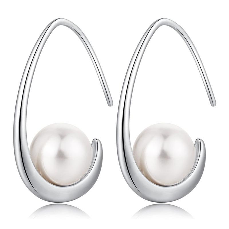 

2026 New European and American Simple Style Earrings for Women Elegant Style Pearl Zircon Design Sense Personalized Zircon