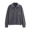 Za New Arrival Women's Clothing ZR Fashion Style Export Fashion All-Match Minimalist Embroider Zipper Pullover Knitwear