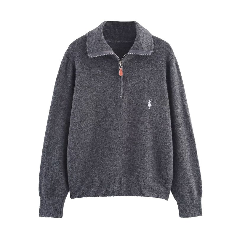 Za New Arrival Women's Clothing ZR Fashion Style Export Fashion All-Match Minimalist Embroider Zipper Pullover Knitwear