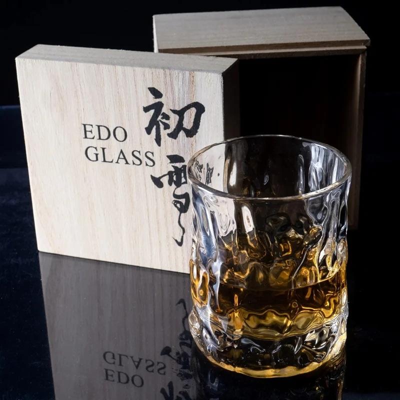 Dropshipping Whiskey Glass With Wooden Box Japanese Gift Wineglass Crystal Wine Glasses Chivas Brandy Snifter Cognac Tasting Cup