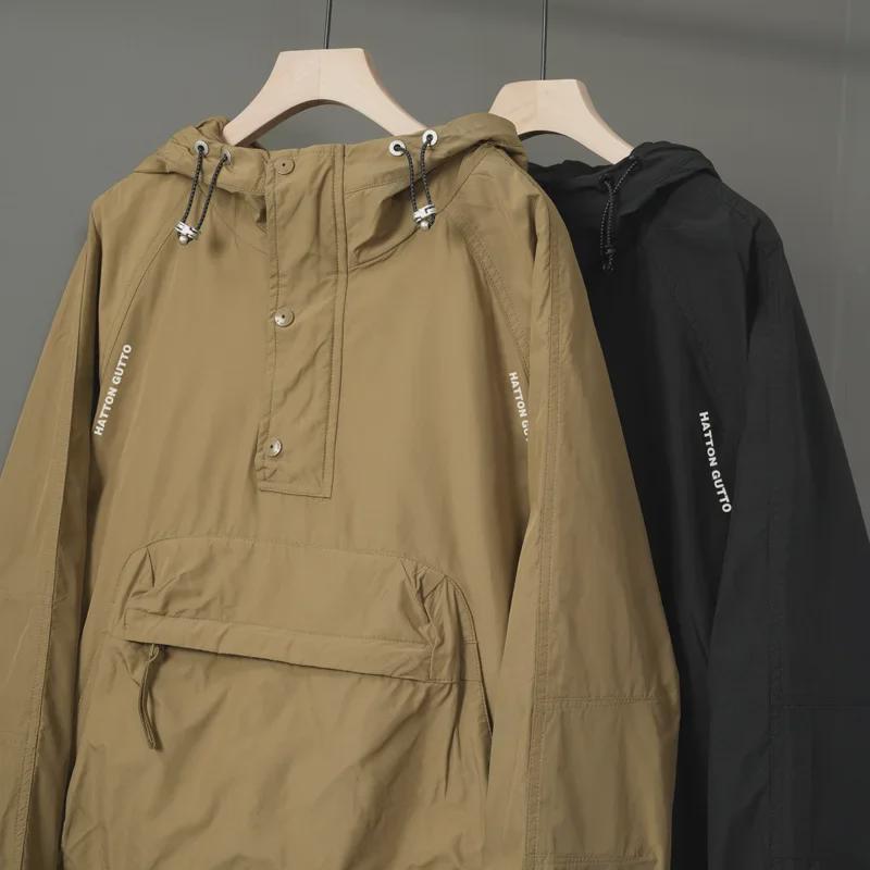 Men's American Style Waterproof Hooded Jacket - Trendy, Casual, Loose-Fit for Spring and Autumn 2024