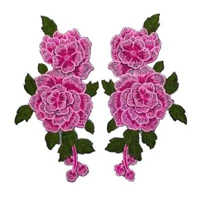 Fashion Elegant 3D Flower Embroidery Flower Applique Red 24*12CM Sew On Patch Floral Patches Crafts Clothing Accessories