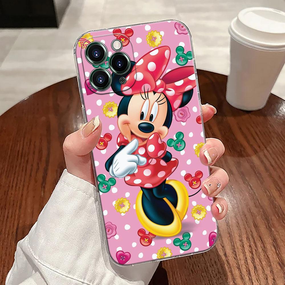 Cartoon Minnie Mouse Transparent Phone Case For iPhone 17 Pro Max 17E 11 12 13 14 15 16 Pro Max Plus 17 Air 16E 7 X Disney Cover