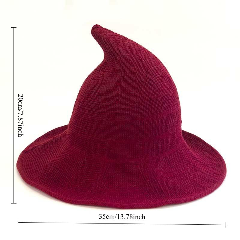 Cappello da Mago di Halloween Vestito Convenzionale Cappello da Mago Pieghevole a Punta Lavorato a Maglia Cappello da Strega Mago