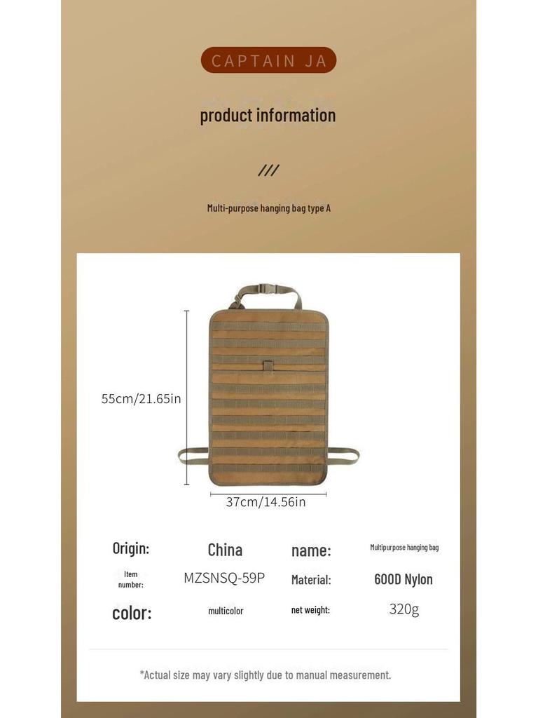 Tactical Car Seat Backrest MOLLE Storage Bag