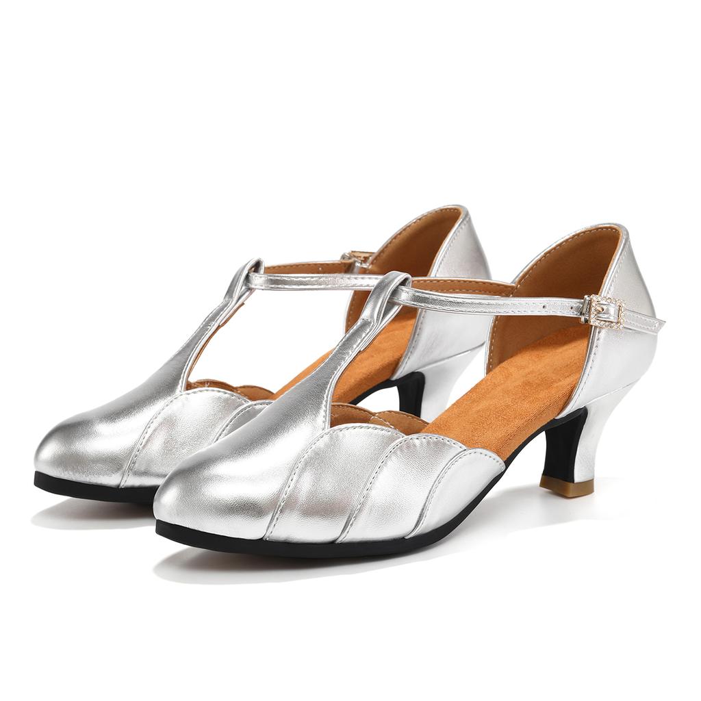 Skórzane buty do tańca latynoamerykańskiego dla dorosłych kobiet z zakrytymi palcami na wysokim obcasie z miękką podeszwą buty do tańca towarzyskiego tango salsa