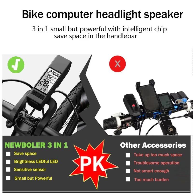 Bike Light 3 In 1 Bicycle Wireless Computer Flashlight LED Bike Front Light Cycling Horn Waterproof USB Headlight Riding Lamp