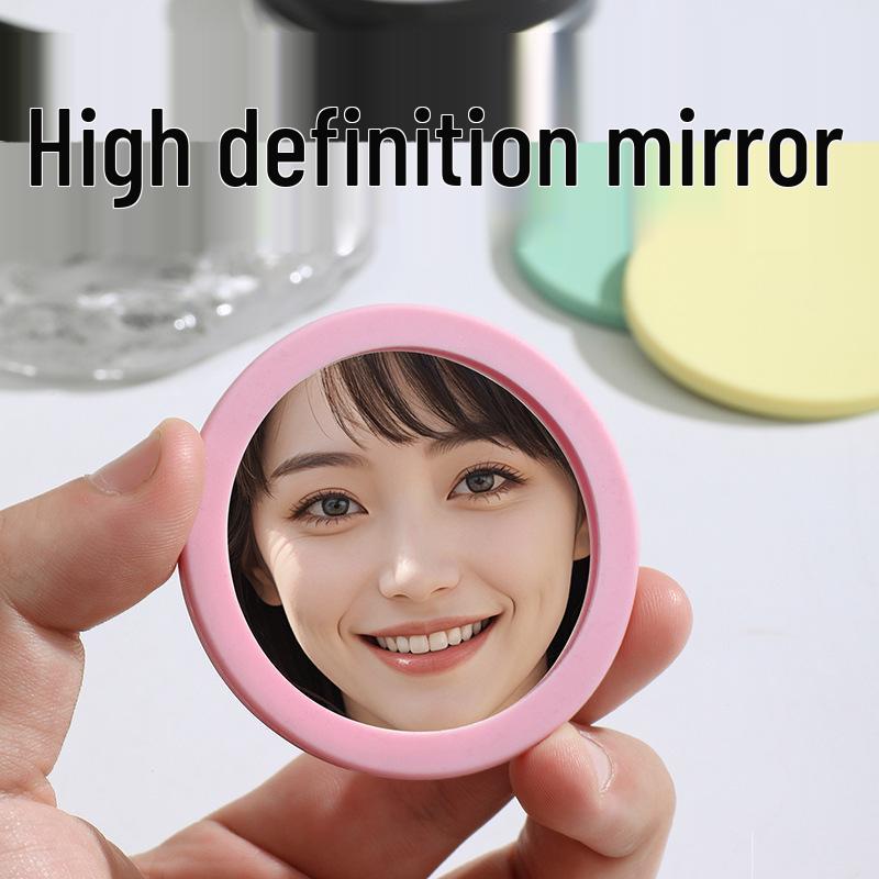 Portable Silicone Makeup Mirror - Round Mini Mirror for Touch-ups, Cute for Girls