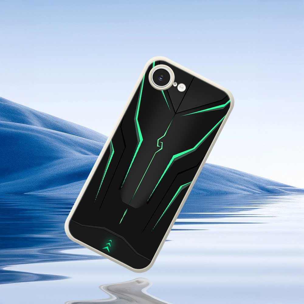 For iPhone 16e Case Cool Mecha Lines Pattern Printing Straight Edge TPU Phone Back Cover