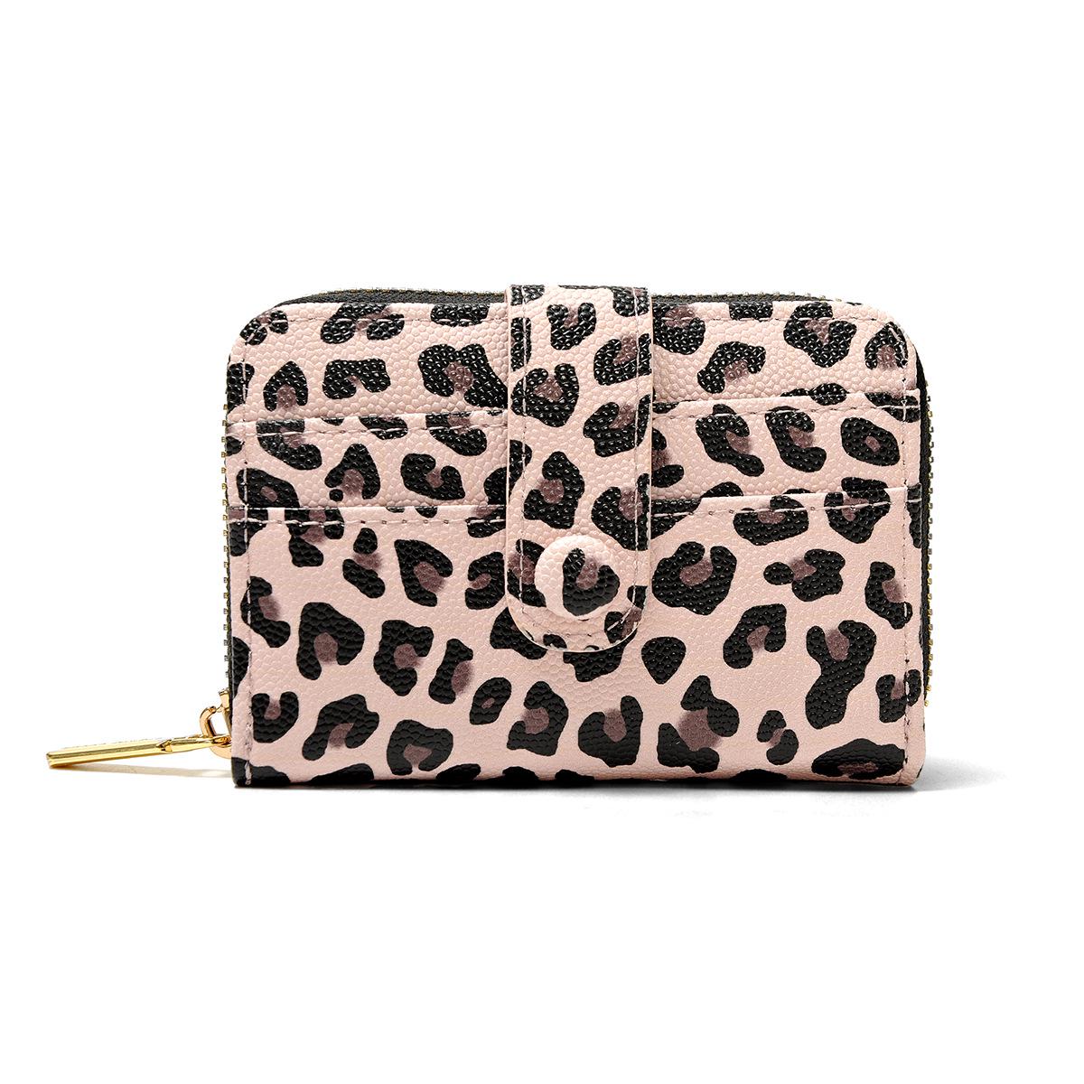 

Кошелек-визитница с леопардовым принтом, аккордеон, на молнии - Стильный многослотовый дизайн
