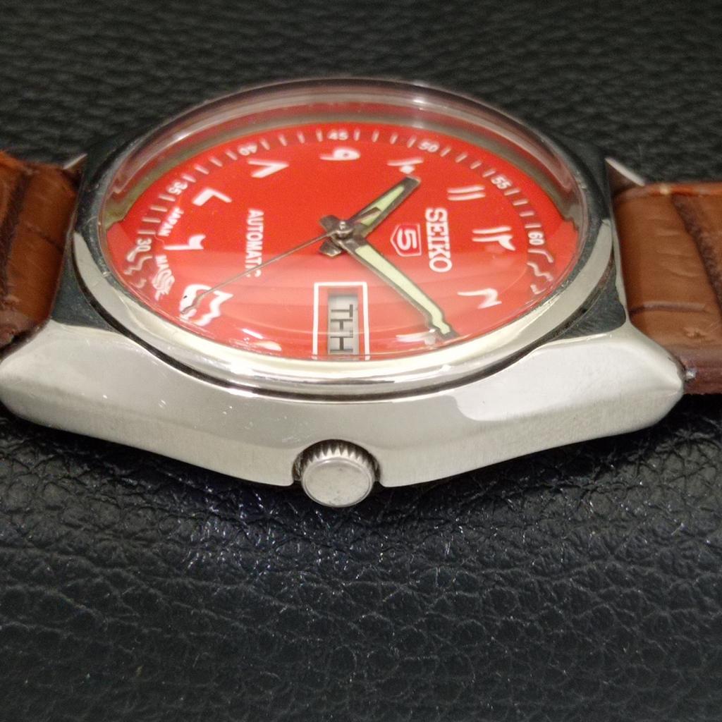 SEIKO 5 AUTOMATIC 6309A VINTAGE JAPAN MENS ARABIC RED COLOR DIAL WATCH a701419-5 R206b-a701419