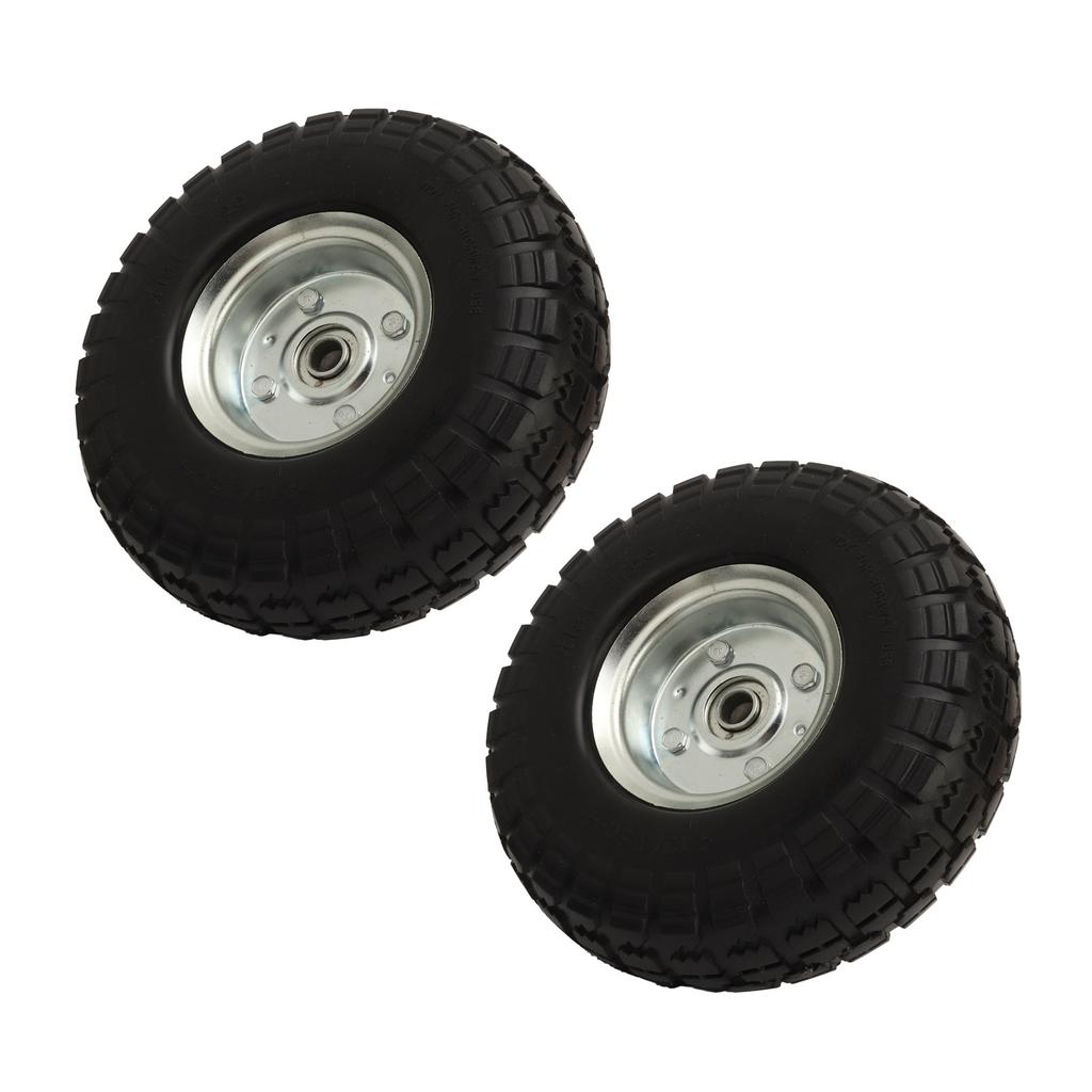 2Pcs 10in Solid Tire Set Inflation Free PU Foam Deep Groove Ball Bearing Solid Tyre Replacement for Garden Vehicles