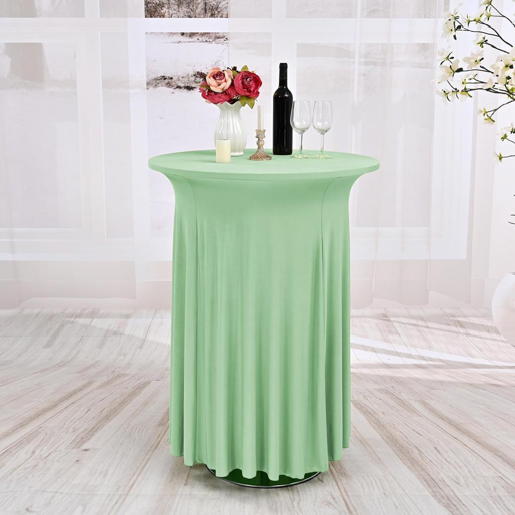 Cocktail Table Covers, Spandex Stretch Round Cocktail Tablecloths Stretch High Top Bar Table Skirt for Wedding Party Banquet