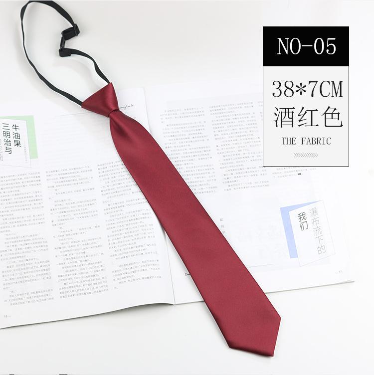 Tie School Style Uniform Shirt Black Gray Navy Blue Solid Color Knot-Free Lazy Japanese Tie