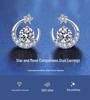 Exquisite S925 Sterling Silver Moissanite Star and Moon Stud Earrings for Pierced Ears