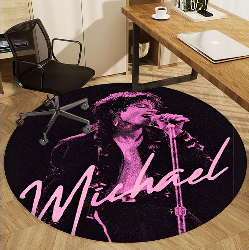Michael Jackson Pattern Round Rug, Indoor/Outdoor Mat, for Picnic, Gameroom, Bedroom, Office, Living Room, Home Decor Carpet, Birthday Gift