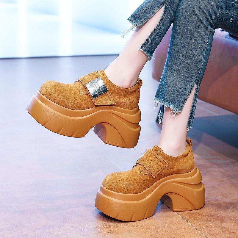 Women s Autumn Suede Velcro Loafers with Thick Sole and Height Increase Default Option 3415₽