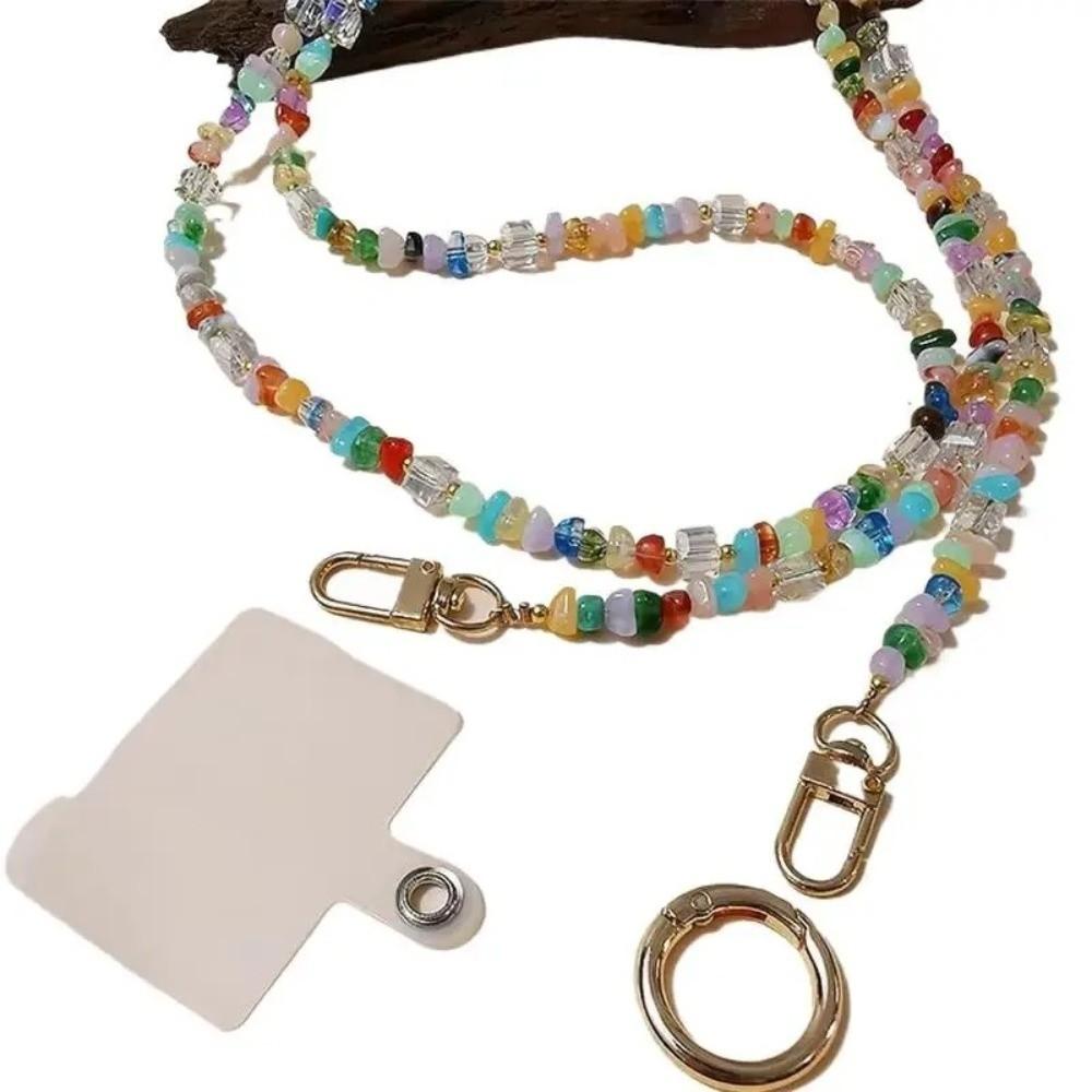 Adjustable Crossbody Lanyard Strap Gravel Bead Anti-Theft Lanyard Durable Mobile Phone Lanyard