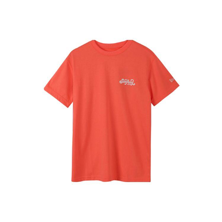 New Era Creative Printed Letter Cartoon T-Shirt Unisex Tops Orange Red 12354373