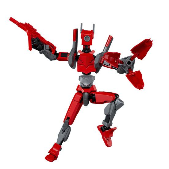 

Robot Action Figure with Accessories Movable Joints Robot Model Toy Articulated Dummy Figurine Home Office Decoration Ornament A червоний