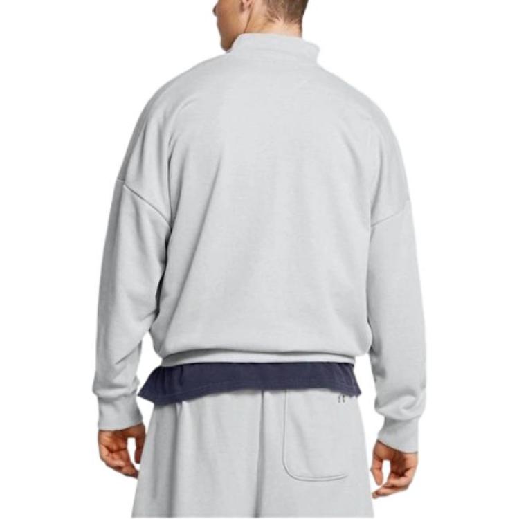 Under Armour Half-Zip Pullover Sports Casual Sweatshirt Men Sweatshirt Gray 1386550-011