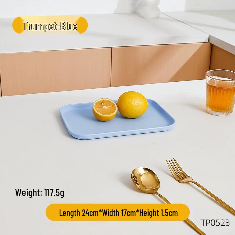 PP Wood Grain Plastic Serving Tray - Rectangular, Food Grade, Round Edges, Commercial Bread Plate.