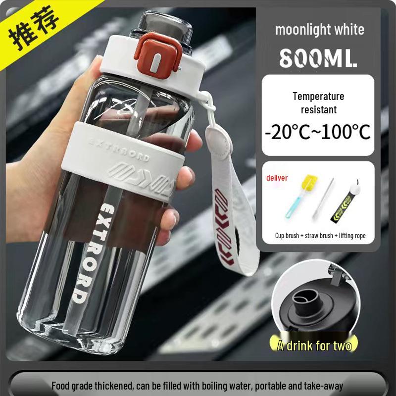 High-Capacity Flip-Top Sports Water Bottle with Straw