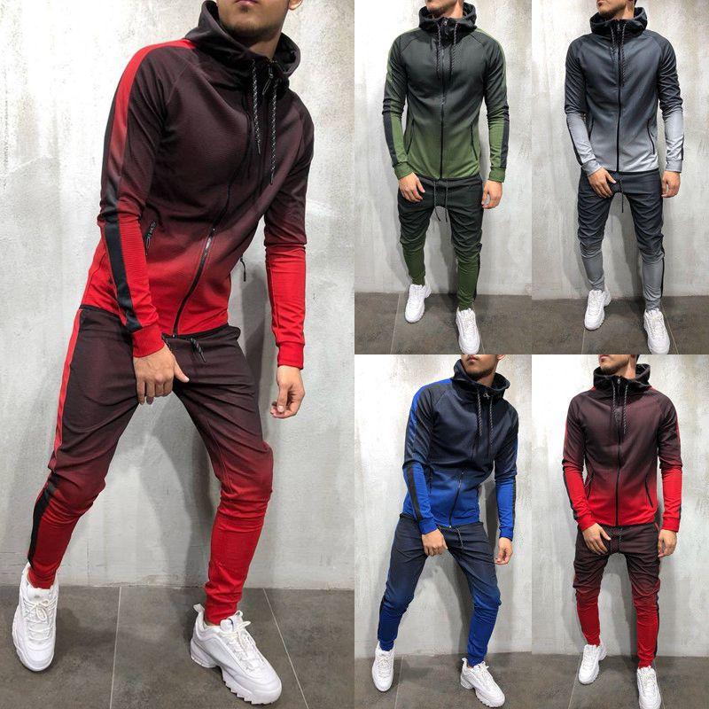 Premium Mens 2pc Tracksuit Set Hoodie And Joggers With Slim Fit And Zip Pockets
