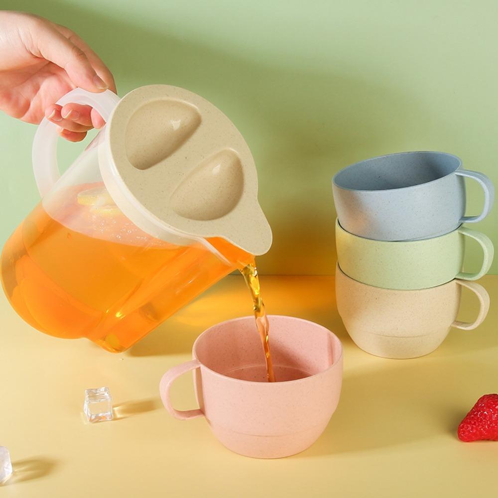 

Многоразовый набор из пшеничной соломы для холодной воды, легкий набор кувшинов для воды, набор из 5 стаканов для вечеринки