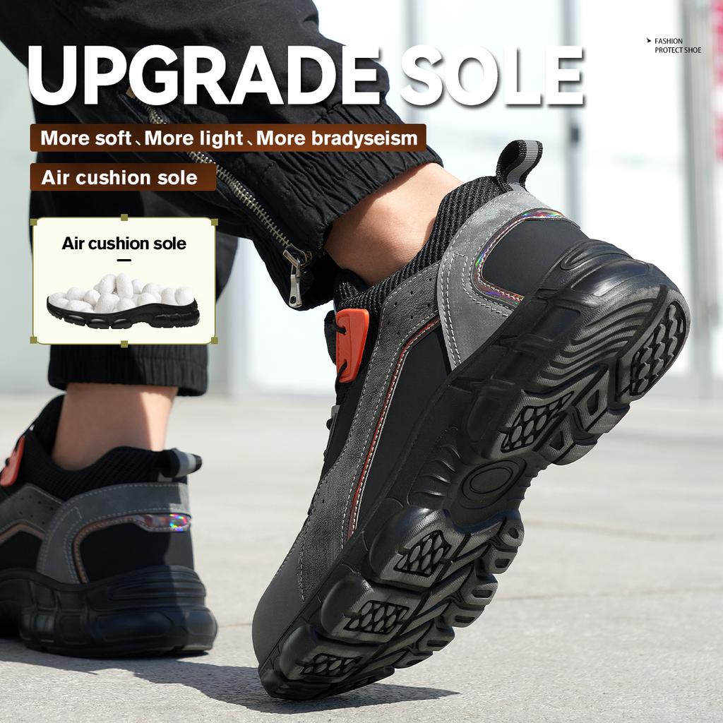 Rotating Buttons Safety Shoes Men Waterproof Work Boots Men Anti-smash  Anti-puncture Protective Shoes Steel Toe Boot Winter