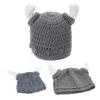 Autumn Street Knitting Beanie Hat Holiday Party Ox Horn Helmet Cosplay Skull Cap