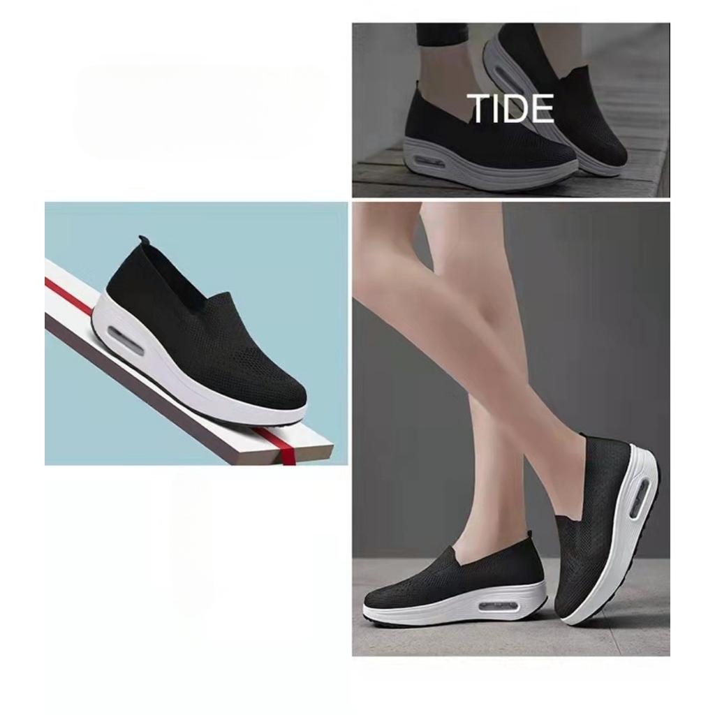 Women's Sports Shoes with Thick Sole and Air Cushion, Casual Shoes with Mesh Surface, Stepping on One Foot To Increase Height, Walking Shoes for Women