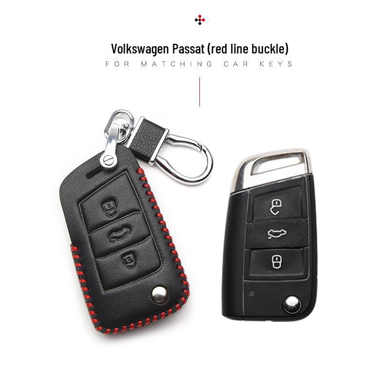 Key Case for Volkswagen: Compatible with 2017+ Magotan, Golf B8, Passat, Tiguan, Lavida, Bora - Genuine Leather