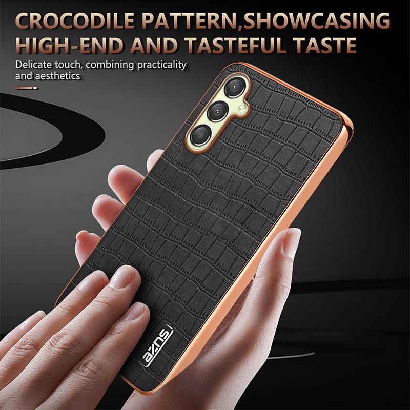 AZNS For Samsung Galaxy A16 5G/A16 4G Case Electroplating Crocodile Texture PU+TPU Phone Cover
