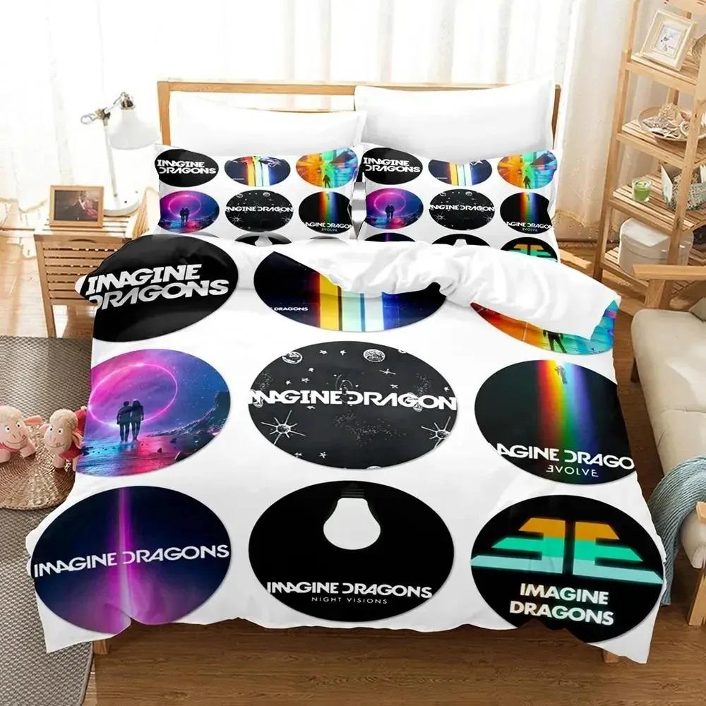 3D Print Imagine Dragons Album Cover Bedding Set Duvet Cover Bed Set Quilt Cover Pillowcase Comforter king Queen Size Boys Adult