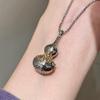 Chinese Retro Silver Gourd Necklace with Gold Hollow Carved Details - Clavicle Sweater Chain