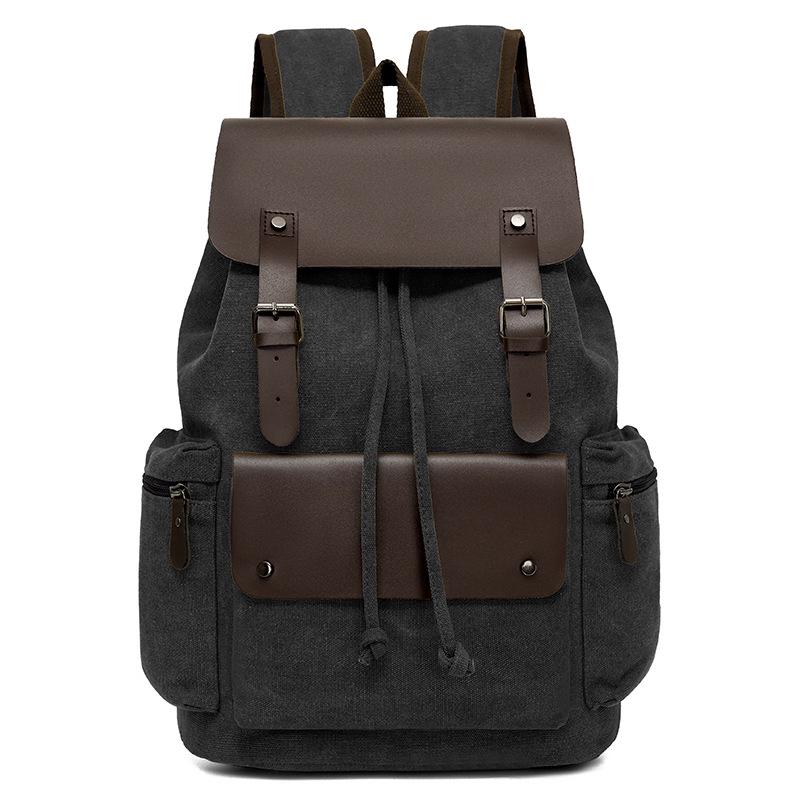 Vintage Canvas Backpack: Large Capacity, Travel & Laptop Bag with Drawstring Flap for Men